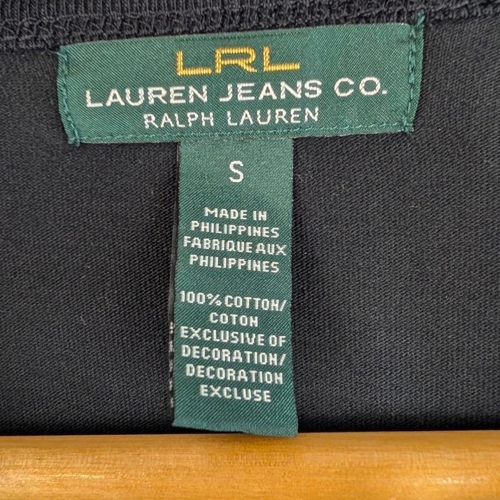 LRL Lauren Jeans Co Ralph Lauren Black Crest Embroidered Long Sleeve Shirt Small - Picture 5 of 5
